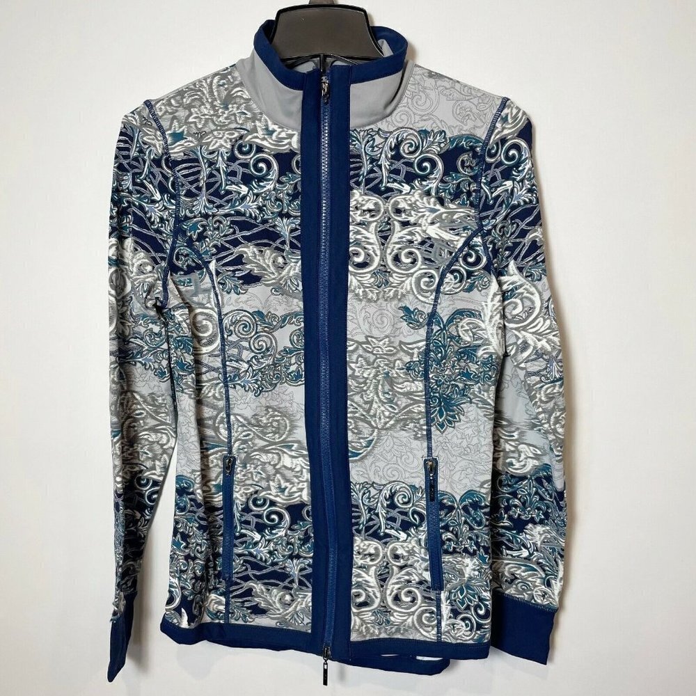 Bylyse Womens Full Zip Athletic Casual‎ Baseball Jacket Blue Sz S Zipped Pockets